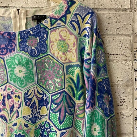 Talbots Green Yellow Lightweight Sweater Plus Size Curvy 3X - Picture 2 of 12